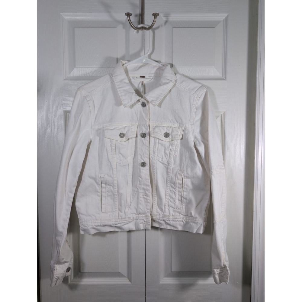 Free People White Denim Jacket Size Small